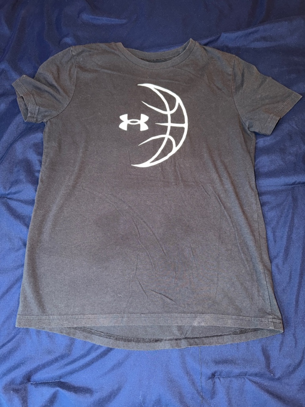 Under Armour Black Tee with White Basketball Graphic